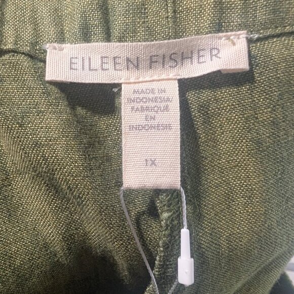 Eileen Fisher | Washed Organic Linen Délavé Wide Trouser Pant In Coriander Green - Picture 6 of 11
